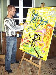 Torben Nilsson i atelieret på Ugilt gl. Præstegård